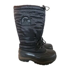 SOREL SNOWLION Boots Tall Felt Lined Insulated Waterproof Winter Black Womens 9